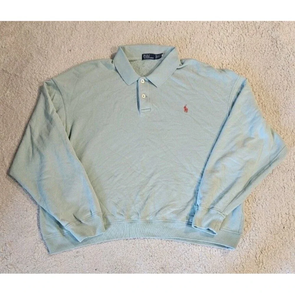 Polo Ralph Lauren Mens XXL Mint Light Green Long Sleeve Sweatshirt Pony